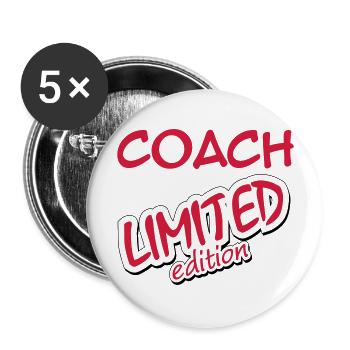 Foot / Coach / Entraineur / Basket / Tennis / Pap - Lot de 5 grands badges (56 mm) - blanc - Devant
