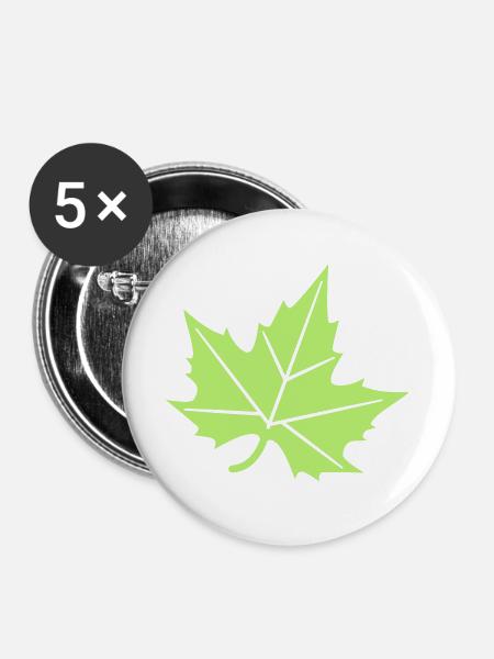 Platane Blatt Design - Buttons groß 56 mm (5er Pack) - Weiß