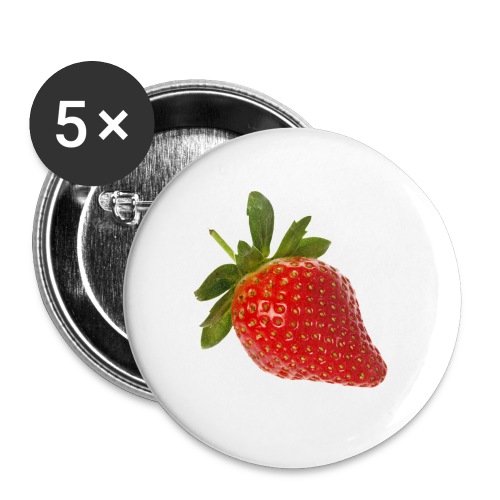 Erdbeere - Buttons groß 56 mm (5er Pack)