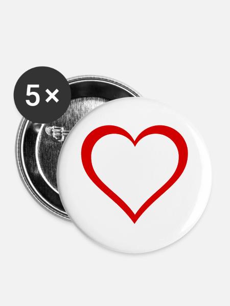 Herz, Liebe, Liebe, Liebe, Liebe # - Buttons groß 56 mm (5er Pack) - Weiß