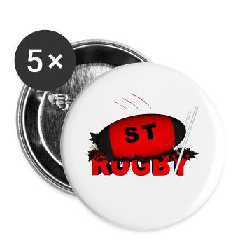 RUGBY ST - Lot de 5 grands badges (56 mm) - blanc - Devant