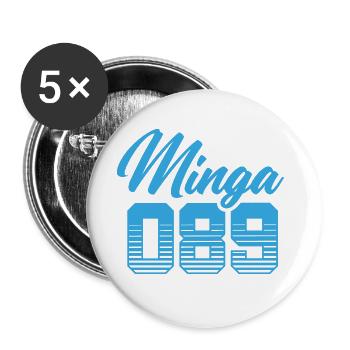 MINGA 089 | MÜNCHEN | GESCHENK - Buttons groß 56 mm (5er Pack) - Weiß - Vorne