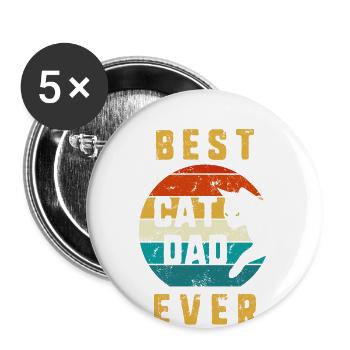 Meilleur chat papa jamais chat vintage papa rétro père d - Lot de 5 grands badges (56 mm) - blanc - Devant