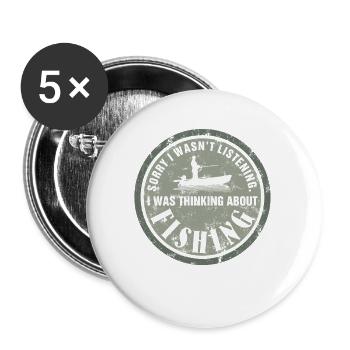 Fishing Tee Shirts Sarcasm Quotes Fun Retro Distre - Buttons large 2.2''/56 mm (5-pack) - white - Front