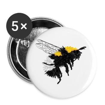 Hummel / Bumblebee Design I - Buttons groß 56 mm (5er Pack) - Weiß - Vorne