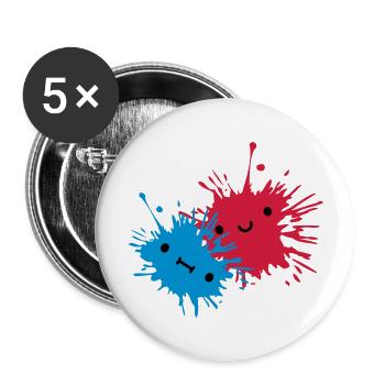 2 Suesse Kleckse - Buttons groß 56 mm (5er Pack) - Weiß - Vorne
