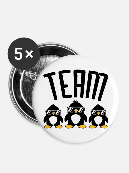 Logo Team Pinguine - Buttons/Badges stor, 56 mm (5-pack) - hvid