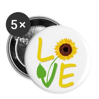 Tournesol cadeau pour les femmes aiment tournesols mignon Wome - Lot de 5 grands badges (56 mm) - blanc - Devant
