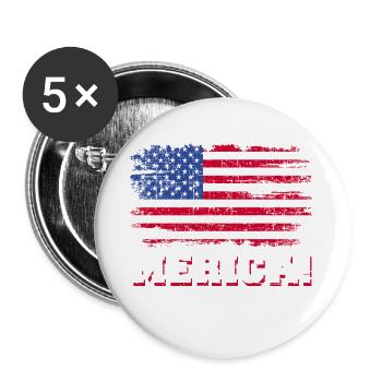 4th of July Independence Memorial Day USA Flag Pat - Buttons large 2.2''/56 mm (5-pack) - white - Front