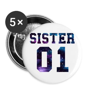 Sister 01 Schwester - Buttons large 2.2''/56 mm (5-pack) - white - Front
