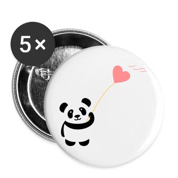 panda heart cute balloon bear big thick kusch - Buttons large 2.2''/56 mm (5-pack) - white - Front