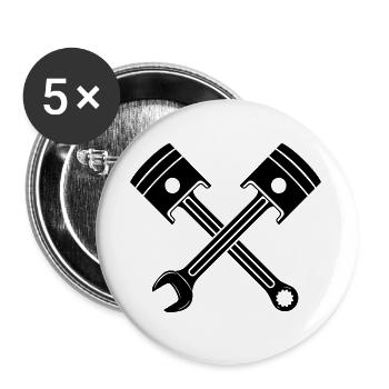 Clé de piston du moteur croisée - Lot de 5 grands badges (56 mm) - blanc - Devant
