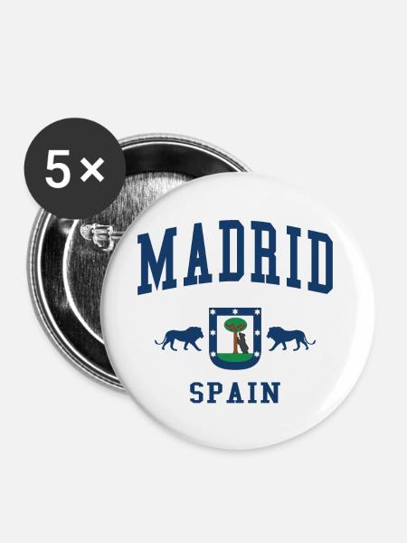 Madrid - Buttons groß 56 mm (5er Pack) - Weiß