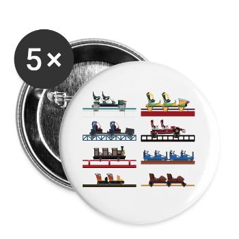 Portaventura Coaster Cars - Buttons large 2.2''/56 mm (5-pack) - white - Front