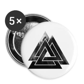 Valknut Wikinger Symbol - Buttons groß 56 mm (5er Pack) - Weiß - Vorne