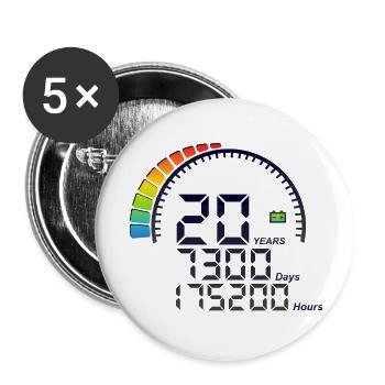 20 years anniversary counter days hours - Buttons large 2.2''/56 mm (5-pack) - white - Front