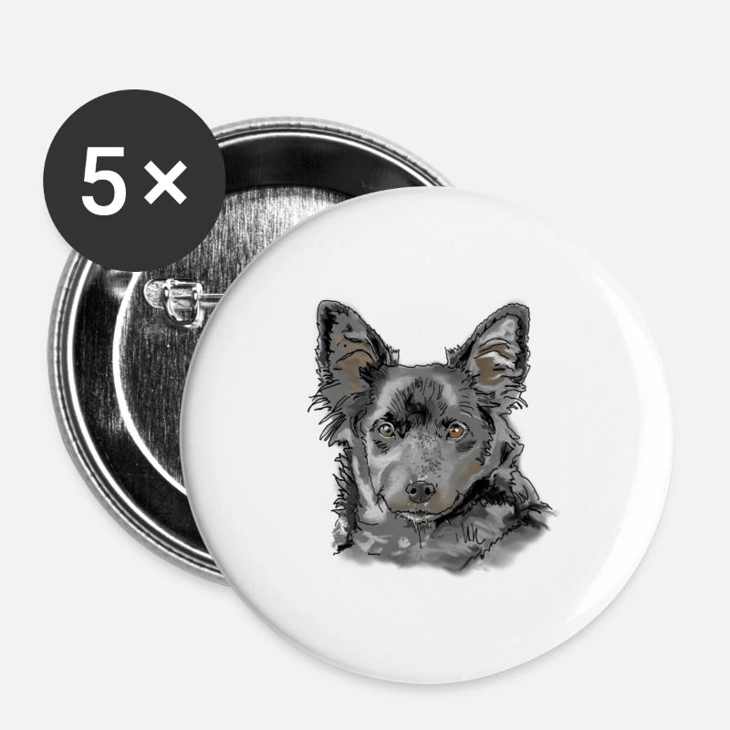 Australian Shepherd - Buttons large 2.2''/56 mm (5-pack) - white
