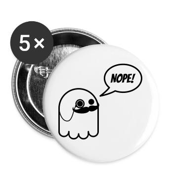 Monsieur fantôme avec moustache et monocle dit non - Lot de 5 grands badges (56 mm) - blanc - Devant