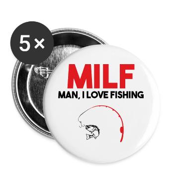 Angler fishing fisherman saying fish - Buttons large 2.2''/56 mm (5-pack) - white - Front