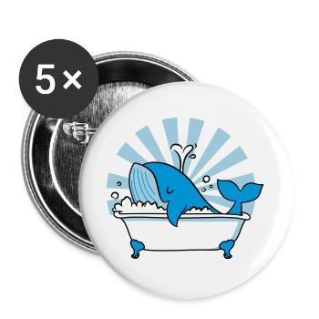 Baleine dans la baignoire – Funny Ocean Design - Lot de 5 grands badges (56 mm) - blanc - Devant