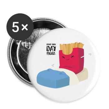 French fries fast food - Buttons large 2.2''/56 mm (5-pack) - white - Front