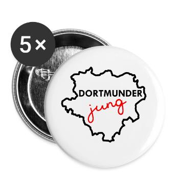Dortmunder Jung - Ruhrpottkind - Heimat - Dortmund - Buttons groß 56 mm (5er Pack) - Weiß - Vorne