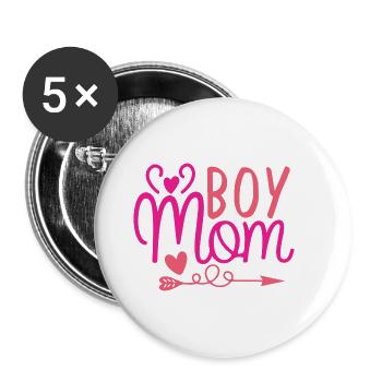Junge Mutter - Buttons groß 56 mm (5er Pack) - Weiß - Vorne