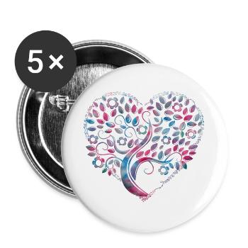 Arbre de la vie - Lot de 5 grands badges (56 mm) - blanc - Devant
