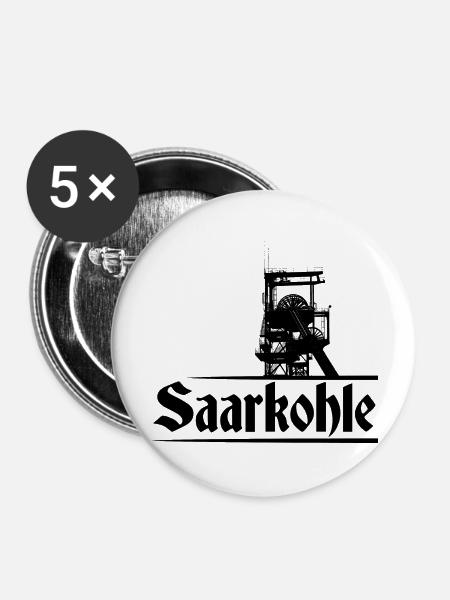 Saarkohle Zeche Saarland - Buttons groß 56 mm (5er Pack) - Weiß