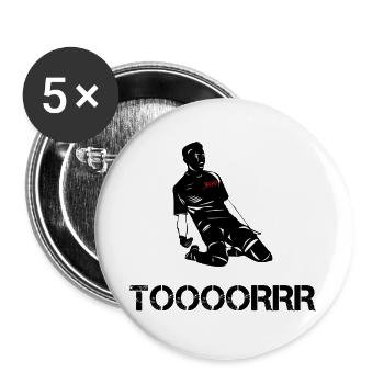 Tor Toooorrr Fußball Fußballer - Buttons groß 56 mm (5er Pack) - Weiß - Vorne