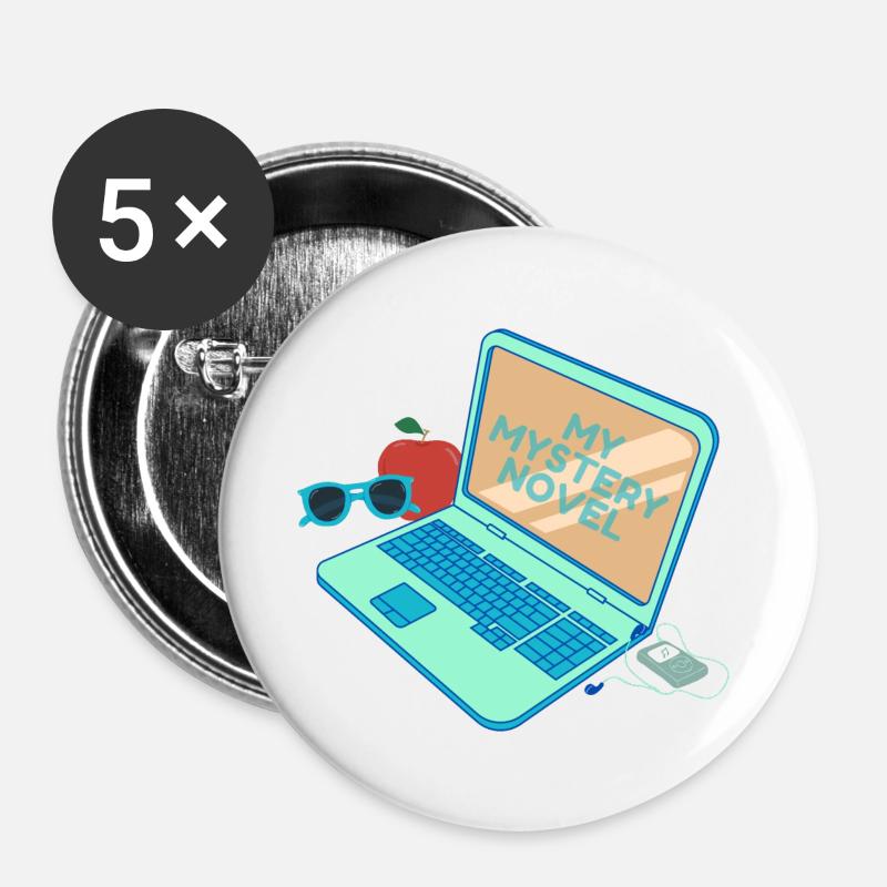 my mystery novel - Buttons large 2.2''/56 mm (5-pack) - white