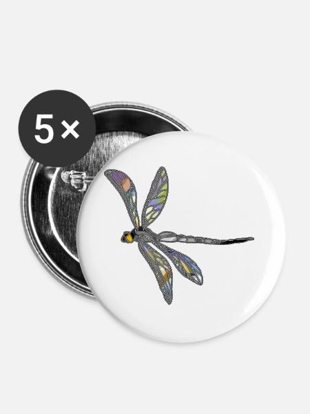 Libelle - Buttons groß 56 mm (5er Pack) - Weiß