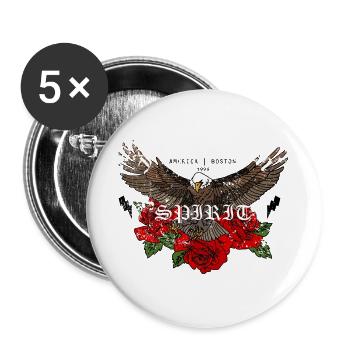 Eagle with rose design in high quality - Buttons large 2.2''/56 mm (5-pack) - white - Front