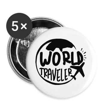 world traveler - Buttons large 2.2''/56 mm (5-pack) - white - Front