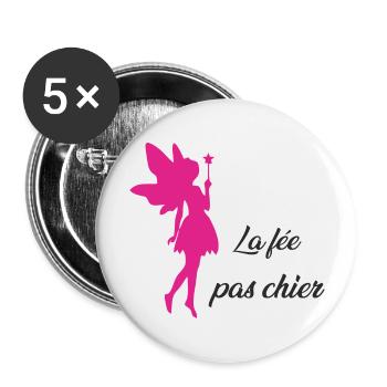 La fée pas chier - Lot de 5 grands badges (56 mm) - blanc - Devant