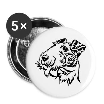 Fox terrier head - Buttons large 2.2''/56 mm (5-pack) - white - Front