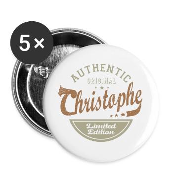 CHRISTOPHE prénom cadeau T shirt personnalisé - Lot de 5 grands badges (56 mm) - blanc - Devant