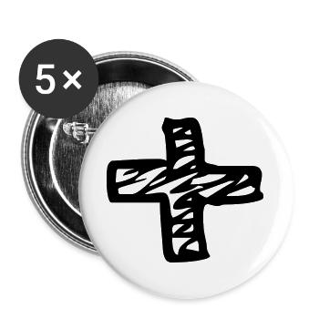 Plus Zeichen Kreuz Symbol Minimalist Design - Buttons groß 56 mm (5er Pack) - Weiß - Vorne