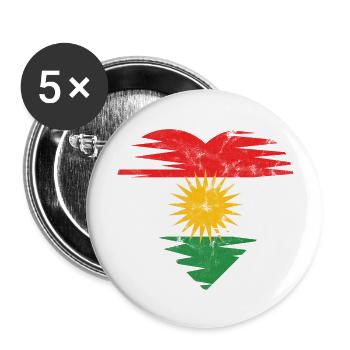 Kurdistan heart BytheManzanitas - Buttons large 2.2''/56 mm (5-pack) - white - Front