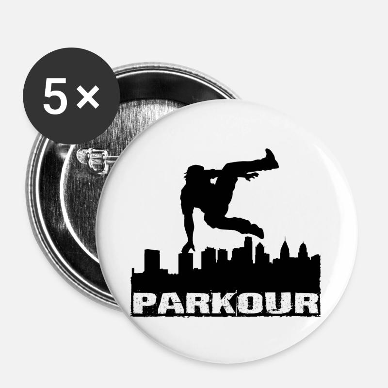 Parkour - Buttons groß 56 mm (5er Pack) - Weiß