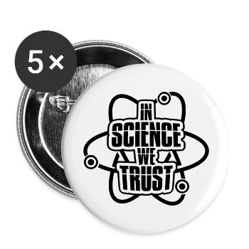 Devise We Trust - Lot de 5 grands badges (56 mm) - blanc - Devant