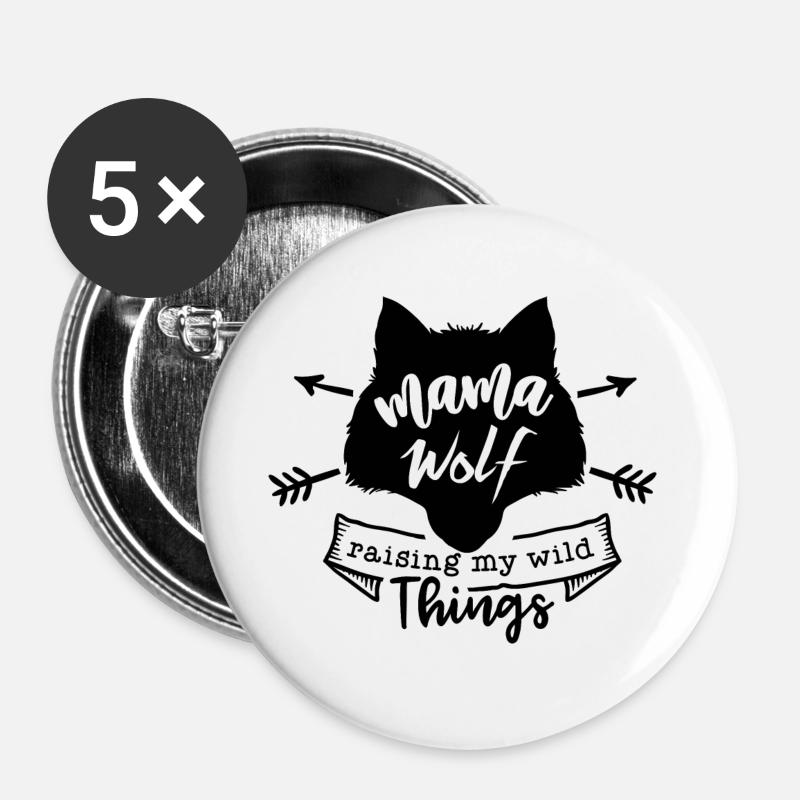 Mama Wolf - Buttons large 2.2''/56 mm (5-pack) - white