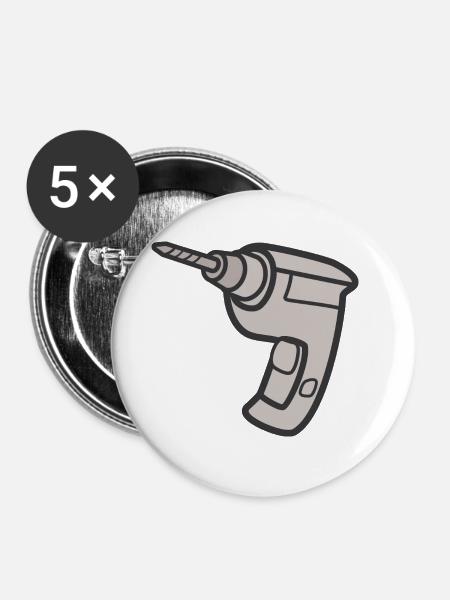 Bohrmaschine - Buttons groß 56 mm (5er Pack) - Weiß
