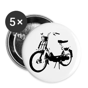 Mofa Moped Töffli - Ciao Bravo Trend - 2025 - Buttons groß 56 mm (5er Pack) - Weiß - Vorne