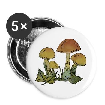 Pilze - Buttons groß 56 mm (5er Pack) - Weiß - Vorne