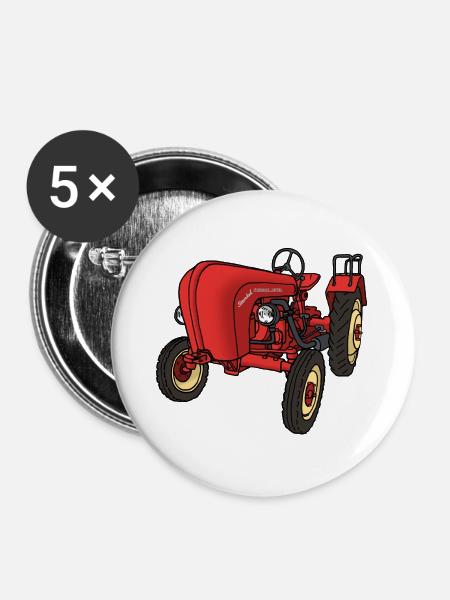 Roter Trecker - Buttons groß 56 mm (5er Pack) - Weiß