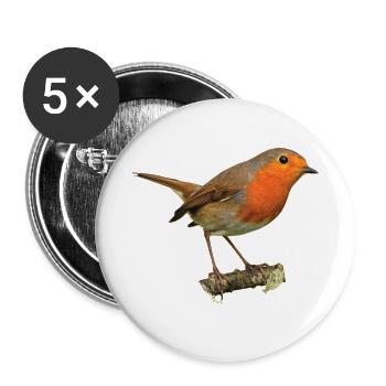 Rotkehlchen1 Robin - Buttons groß 56 mm (5er Pack) - Weiß - Vorne