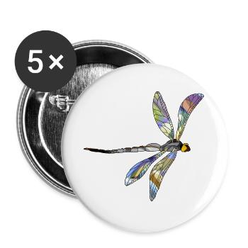 Libellule - Lot de 5 grands badges (56 mm) - blanc - Devant