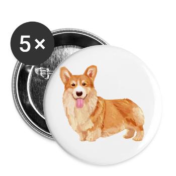 Welsh Corgi - Buttons large 2.2''/56 mm (5-pack) - white - Front