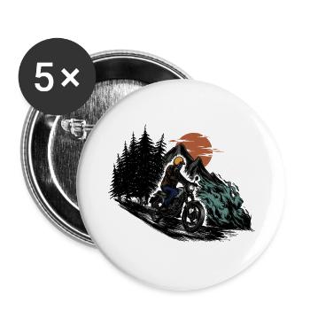 Freerider Motorbike Mountain - Buttons groß 56 mm (5er Pack) - Weiß - Vorne